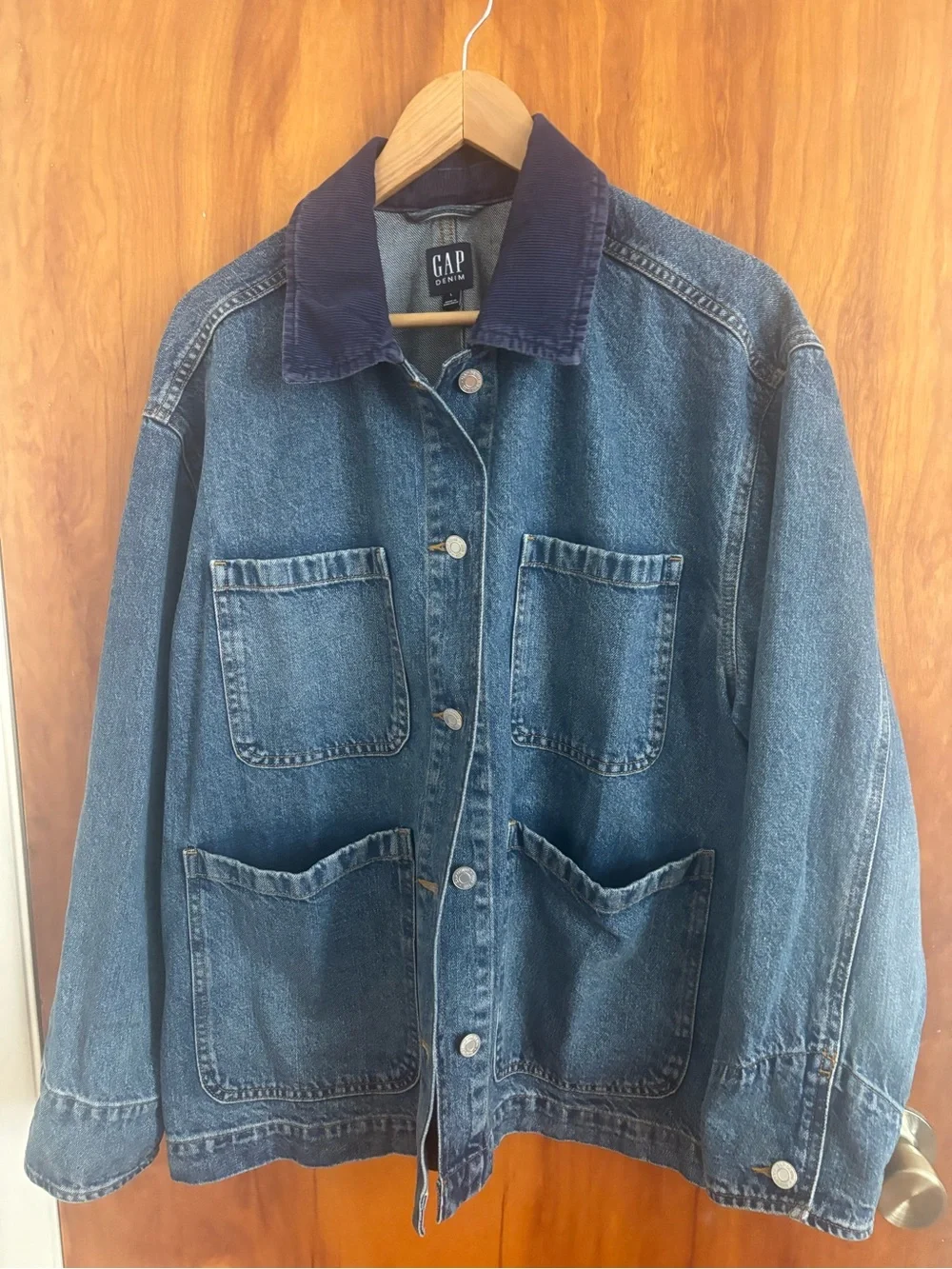 GAP Denim Chore Jacket with Dark Corduroy Collar